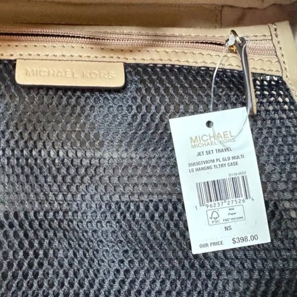 Michael Kors Travel Pouch JST Large Hanging Toiletry Case MK Pale Gold Multi - Picture 5 of 5